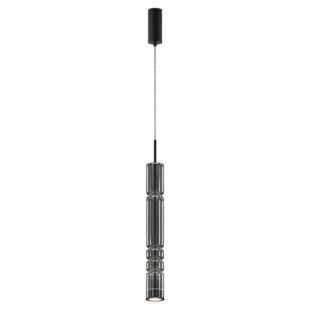 Suspension Ordo base en métal avec diffuseur en verre cylindrique avec un motif en relief au design contemporain par Maytoni Suspension Ordo base en métal avec diffuseur en verre cylindrique avec un motif en relief au design contemporain par Maytoni