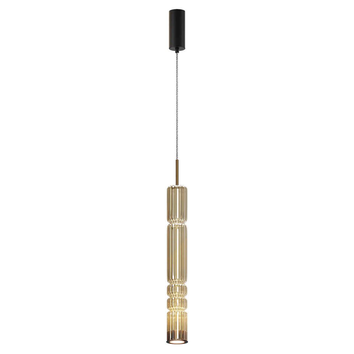 Suspension Ordo base en métal avec diffuseur en verre cylindrique avec un motif en relief au design contemporain par Maytoni Suspension Ordo base en métal avec diffuseur en verre cylindrique avec un motif en relief au design contemporain par Maytoni