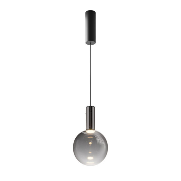 Suspension Nebula à base cylindrique allongée en métal et abat-jour en verre soufflé au design contemporain par Maytoni