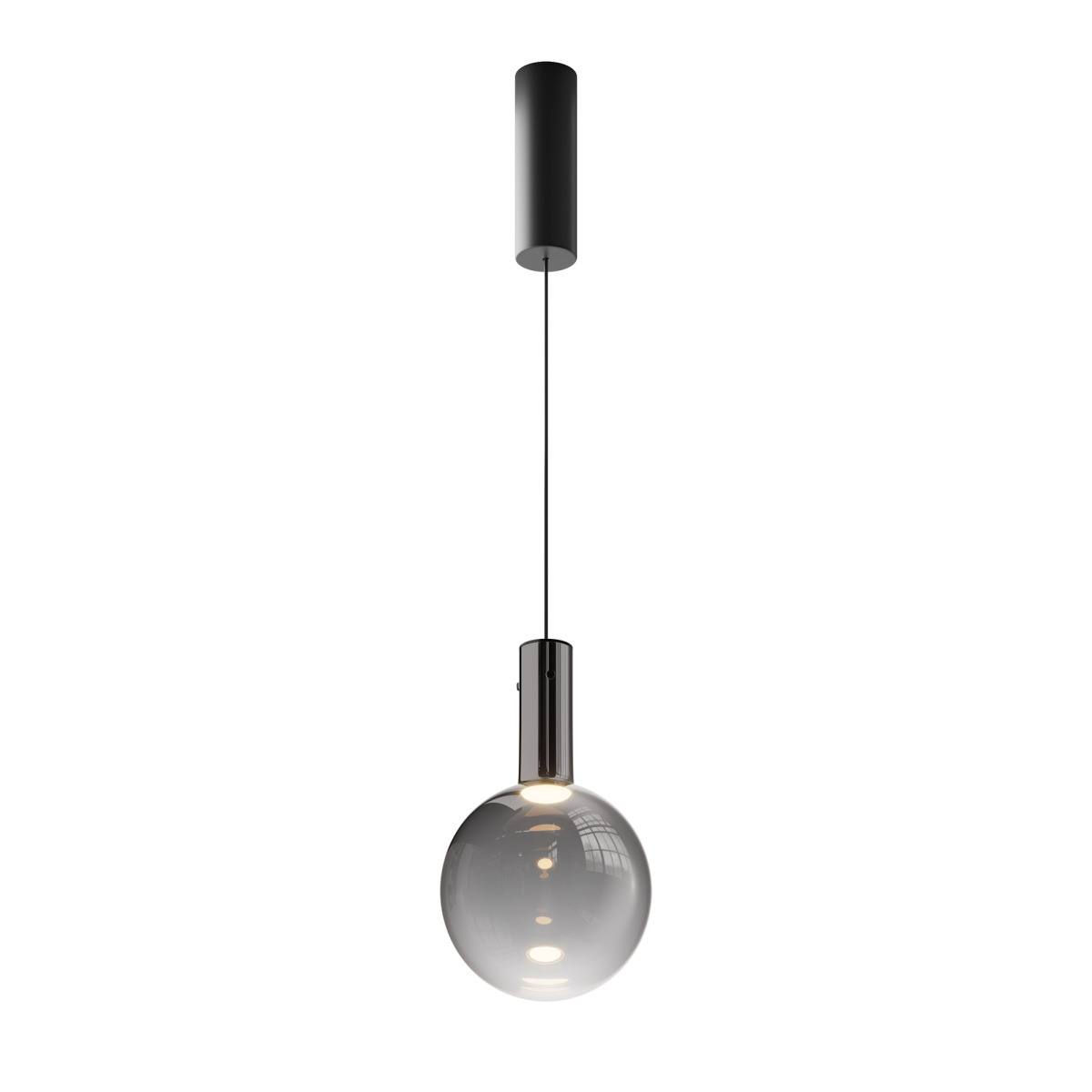 Suspension Nebula à base cylindrique allongée en métal et abat-jour en verre soufflé au design contemporain par Maytoni