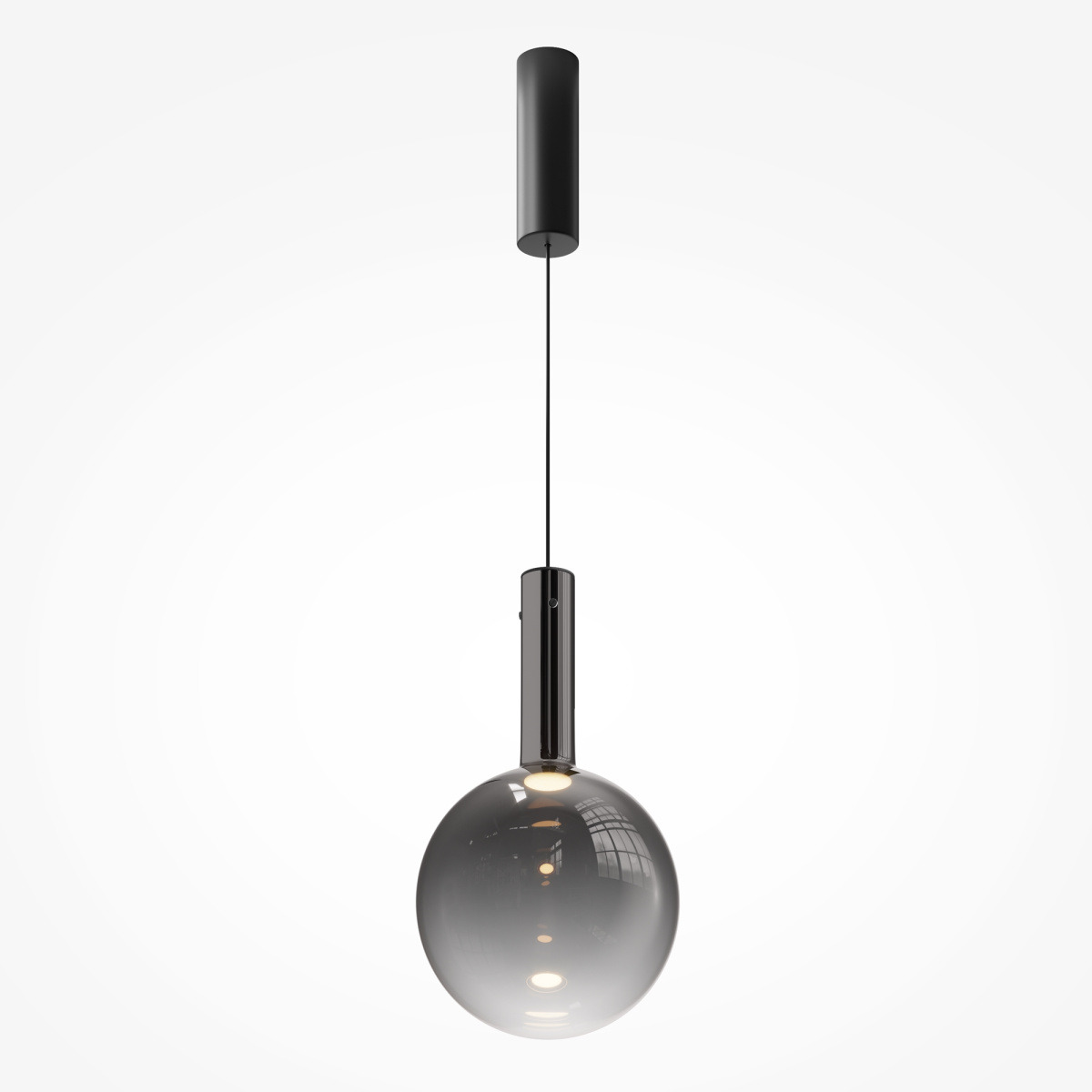 Suspension Nebula à base cylindrique allongée en métal et abat-jour en verre soufflé au design contemporain par Maytoni Suspension Nebula à base cylindrique allongée en métal et abat-jour en verre soufflé au design contemporain par Maytoni