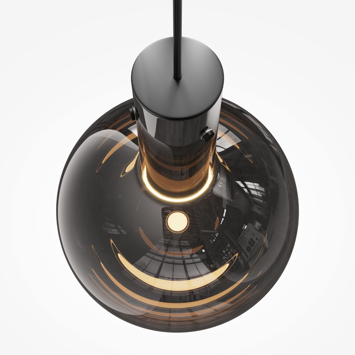 Suspension Nebula à base cylindrique allongée en métal et abat-jour en verre soufflé au design contemporain par Maytoni Suspension Nebula à base cylindrique allongée en métal et abat-jour en verre soufflé au design contemporain par Maytoni