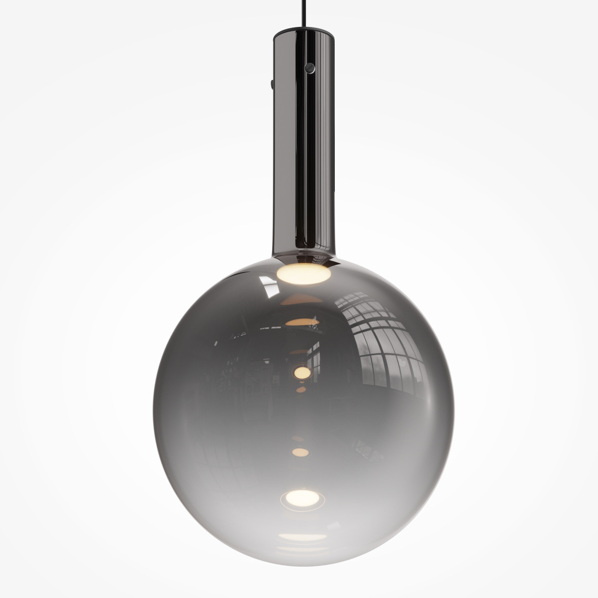 Suspension Nebula à base cylindrique allongée en métal et abat-jour en verre soufflé au design contemporain par Maytoni Suspension Nebula à base cylindrique allongée en métal et abat-jour en verre soufflé au design contemporain par Maytoni