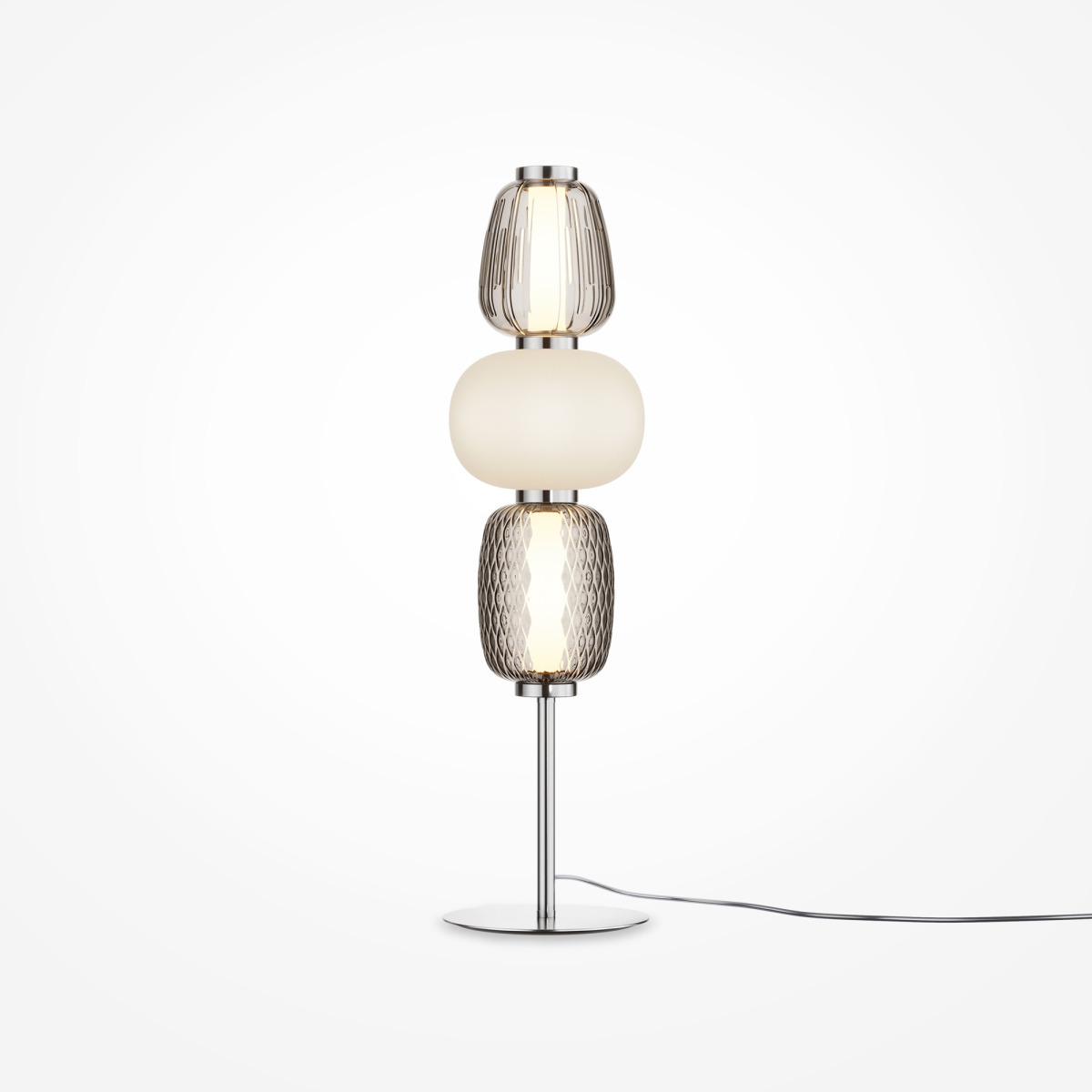Lampe à poser Pattern armature en métal avec diffuseur en verre blanc transparent au design contemporain par Maytoni Lampe à poser Pattern armature en métal avec diffuseur en verre blanc transparent au design contemporain par Maytoni