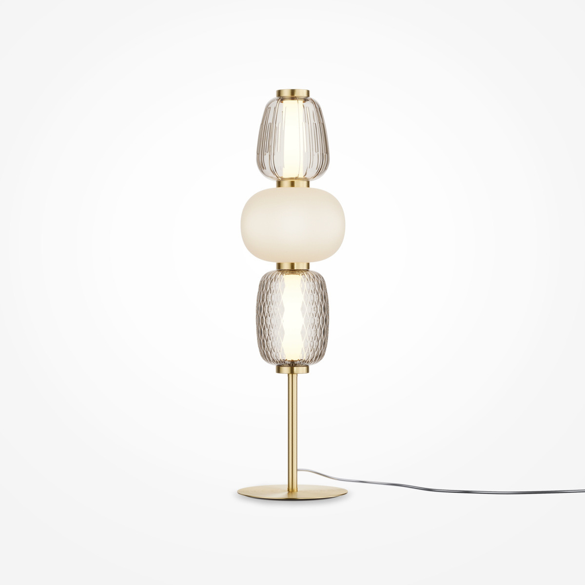 Lampe à poser Pattern armature en métal avec diffuseur en verre blanc transparent au design contemporain par Maytoni Lampe à poser Pattern armature en métal avec diffuseur en verre blanc transparent au design contemporain par Maytoni