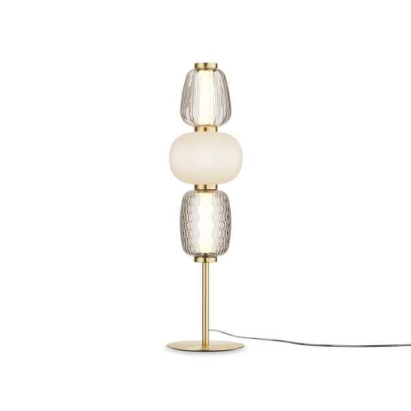 Lampe à poser Pattern armature en métal avec diffuseur en verre blanc transparent au design contemporain par Maytoni