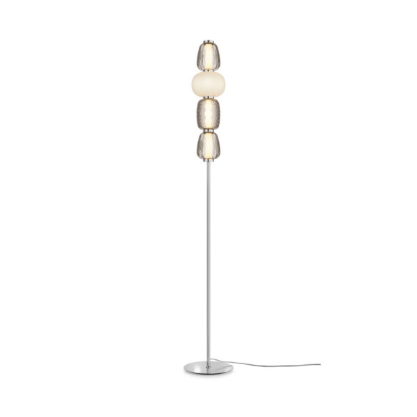 Lampadaire Pattern armature en métal avec diffuseur en verre blanc transparent au design contemporain par Maytoni