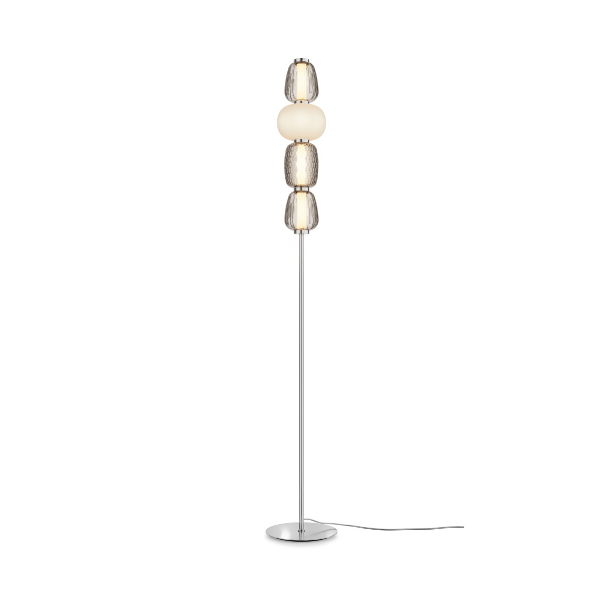 Lampadaire Pattern armature en métal avec diffuseur en verre blanc transparent au design contemporain par Maytoni