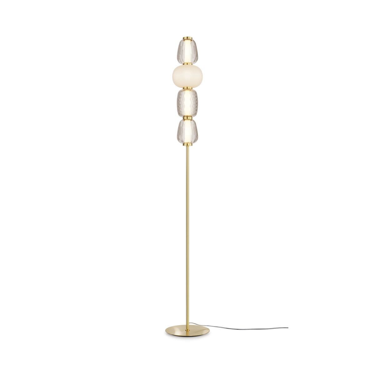 Lampadaire Pattern armature en métal avec diffuseur en verre blanc transparent au design contemporain par Maytoni
