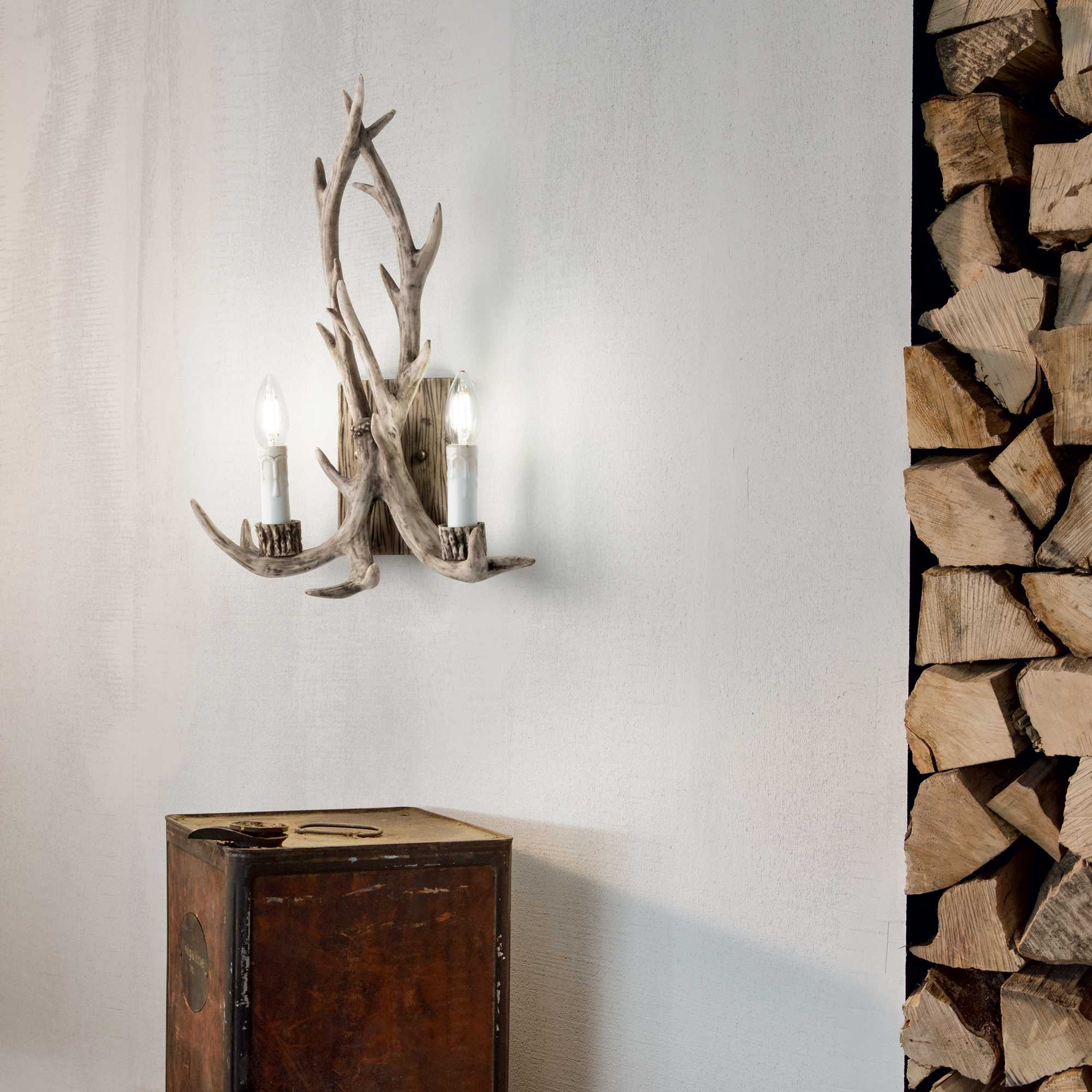 Applique Chalet luxe montage en métal et résine au design nature - Ideal Lux Applique Chalet luxe montage en métal et résine au design nature - Ideal Lux