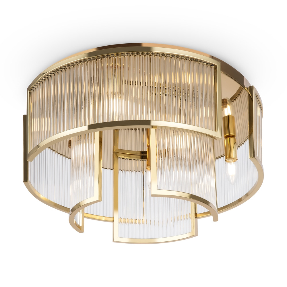 Plafonnier Frame avec base en métal et diffuseur en verre transparent en forme de tube au design contemporain par Maytoni