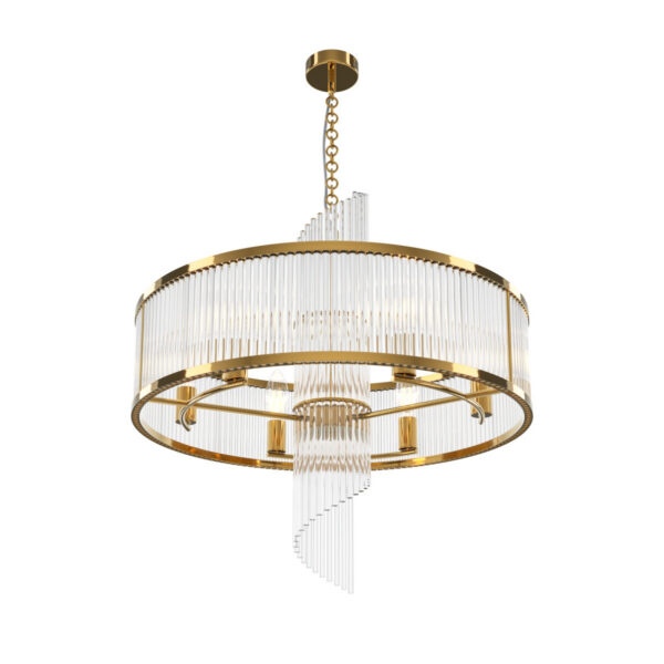 Suspension Frame  avec base en métal et diffuseur en verre transparent en forme de tube au design contemporain par Maytoni