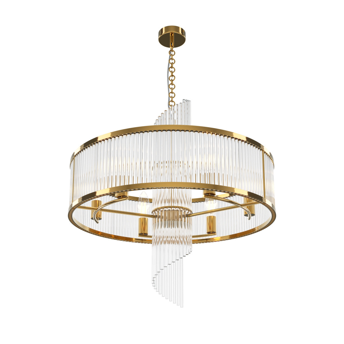 Suspension Frame  avec base en métal et diffuseur en verre transparent en forme de tube au design contemporain par Maytoni