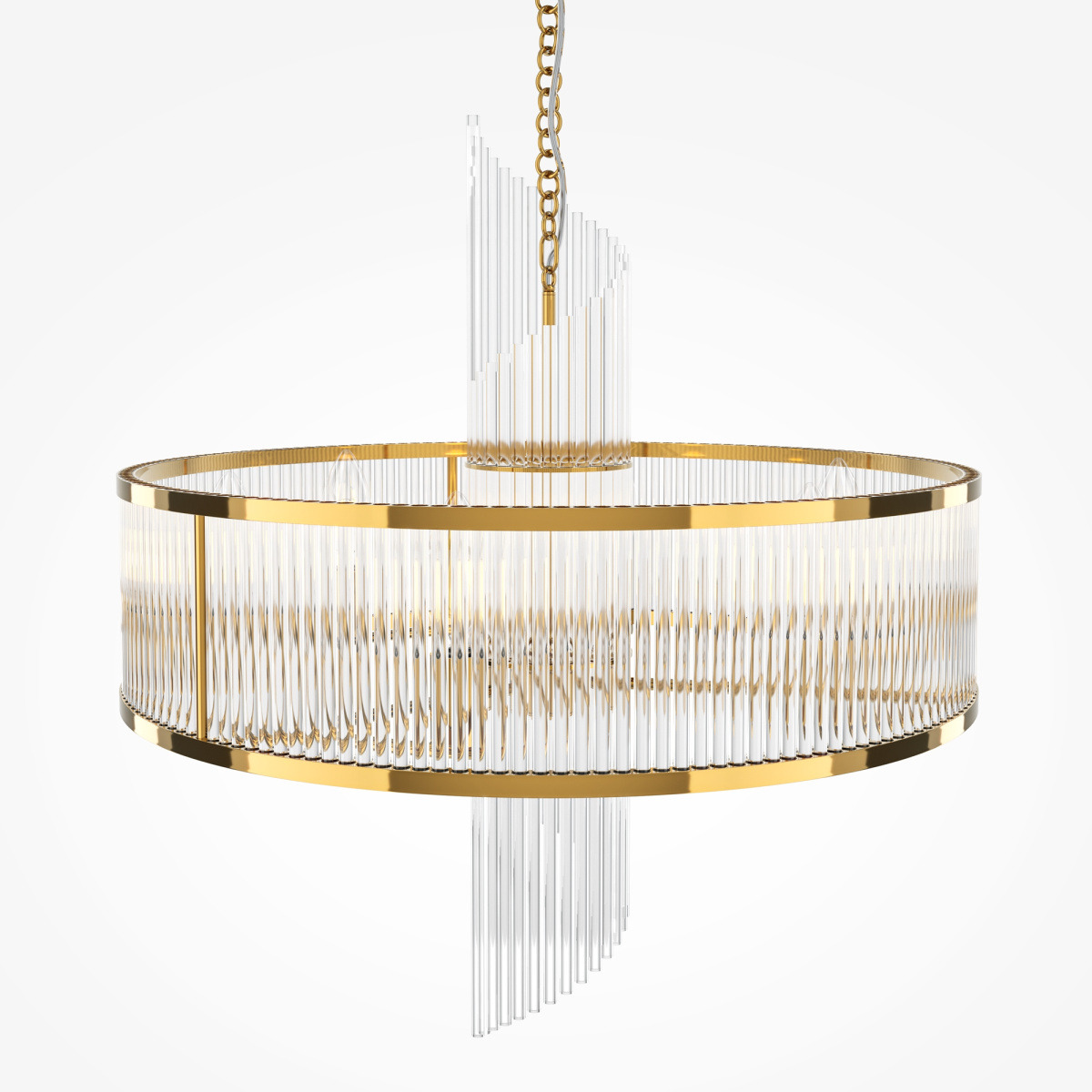 Suspension Frame base en métal et diffuseur en verre transparent en forme de tube au design contemporain par Maytoni