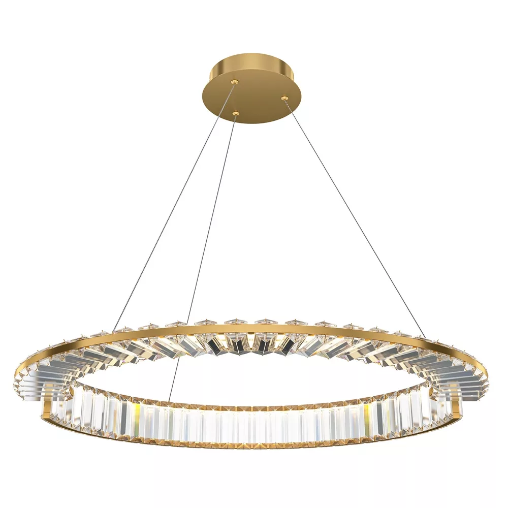 Suspension Krone ronde base en métal avec diffuseur en verre transparent au design contemporain par Maytoni