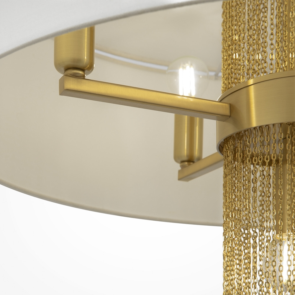 Suspension Impressive base en acier inoxydable avec abat-jour en tissu blanc au design contemporain par Maytoni