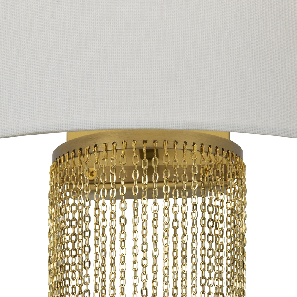 Lampe à poser Impressive base en acier inoxydable avec abat-jour en tissu blanc au design contemporain par Maytoni