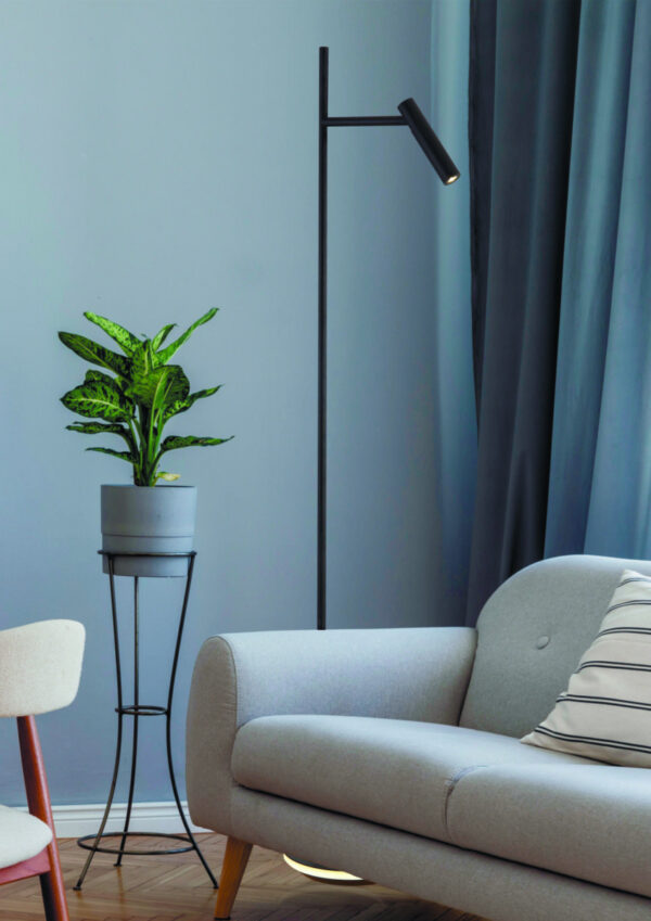 Lampadaire Estudo base en métal avec abat-jour cylindrique rotatif au design contemporain par Maytoni