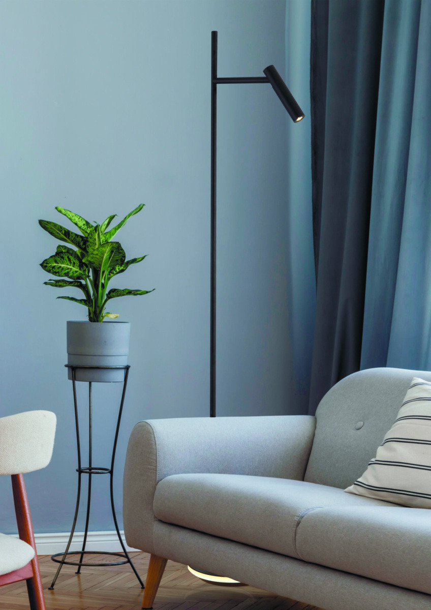 Lampadaire Estudo base en métal avec abat-jour cylindrique rotatif au design contemporain par Maytoni
