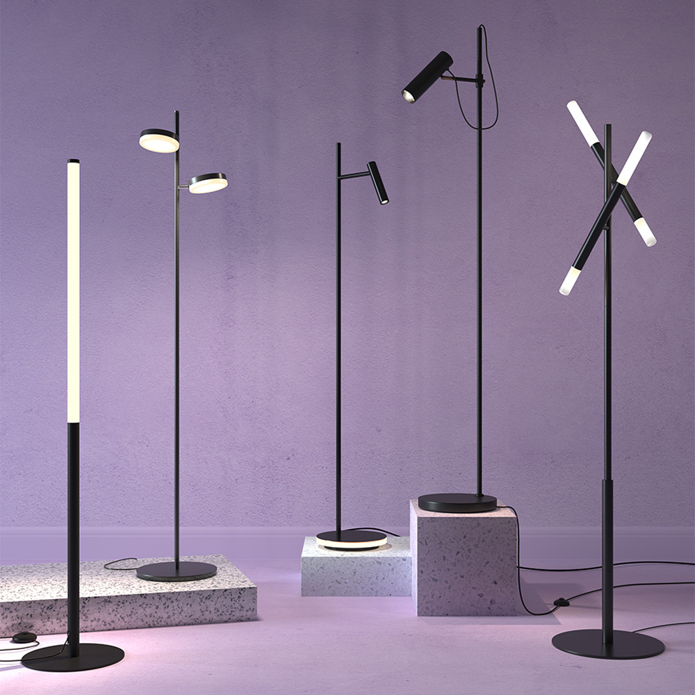 Lampadaire Estudo base en métal avec abat-jour cylindrique rotatif au design contemporain par Maytoni