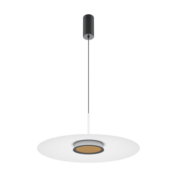 Suspension EI base en métal avec abat-jour en plaque lisse et diffuseur rond au design contemporain par Maytoni