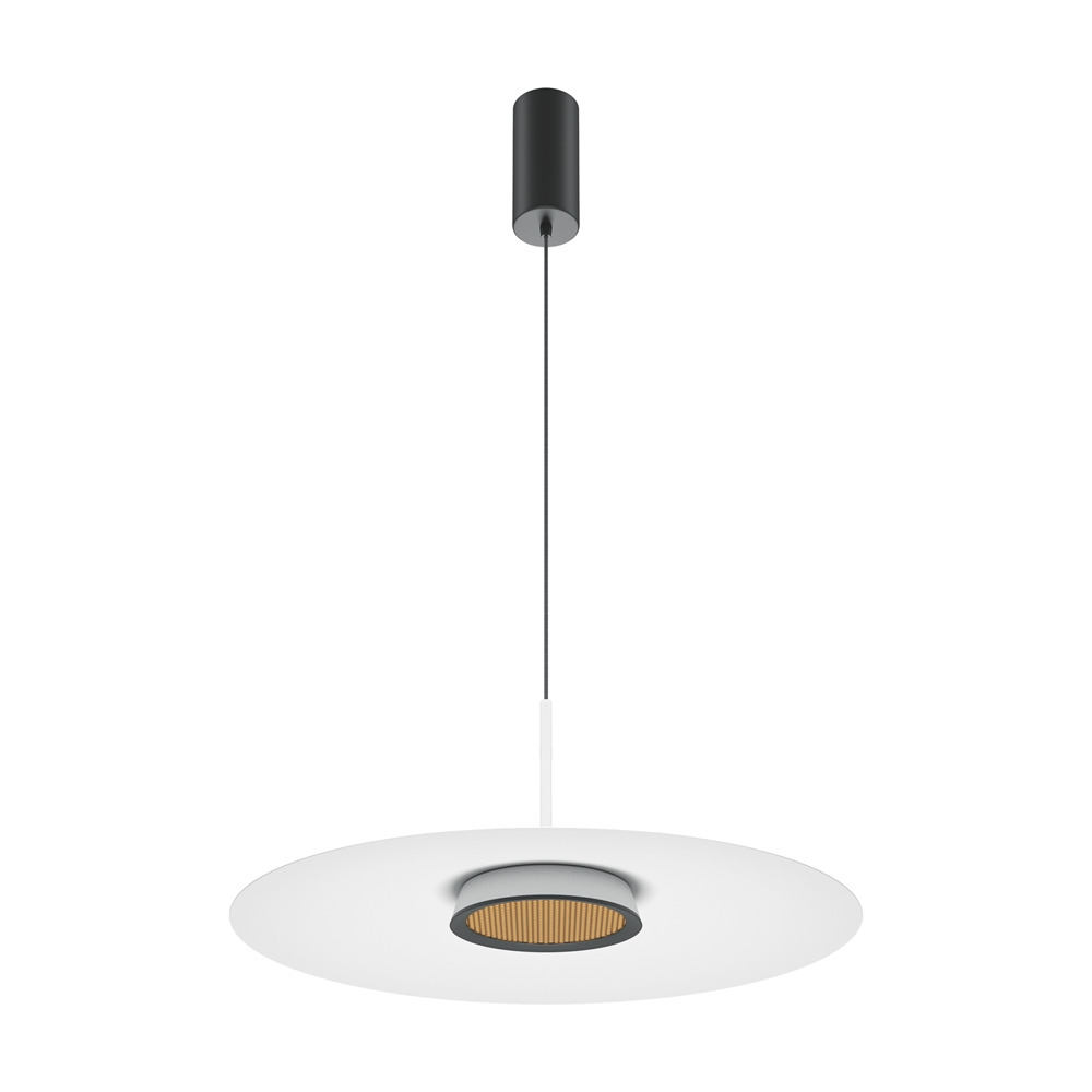 Suspension EI base en métal avec abat-jour en plaque lisse et diffuseur rond au design contemporain par Maytoni