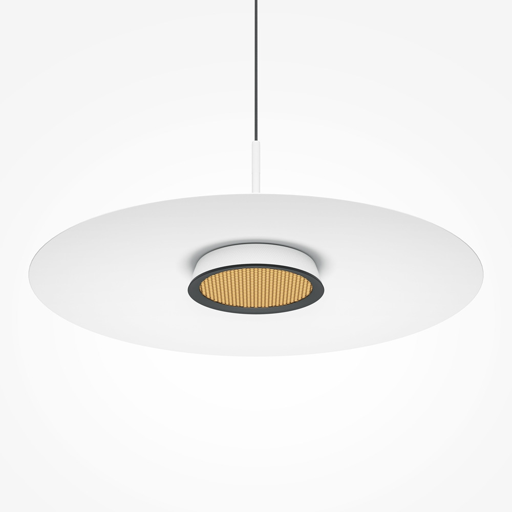 Suspension EI base en métal avec abat-jour en plaque lisse et diffuseur rond au design contemporain par Maytoni Suspension EI base en métal avec abat-jour en plaque lisse et diffuseur rond au design contemporain par Maytoni