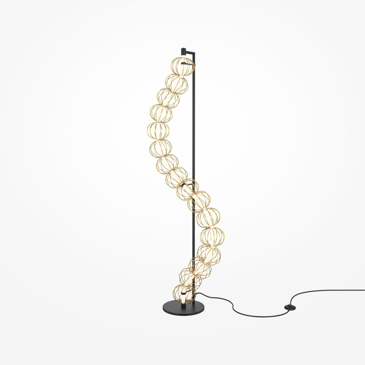 Lampadaire Golden Cage en métal avec diffuseur sphérique et décor en fil de fer au design contemporain par Maytoni Lampadaire Golden Cage en métal avec diffuseur sphérique et décor en fil de fer au design contemporain par Maytoni