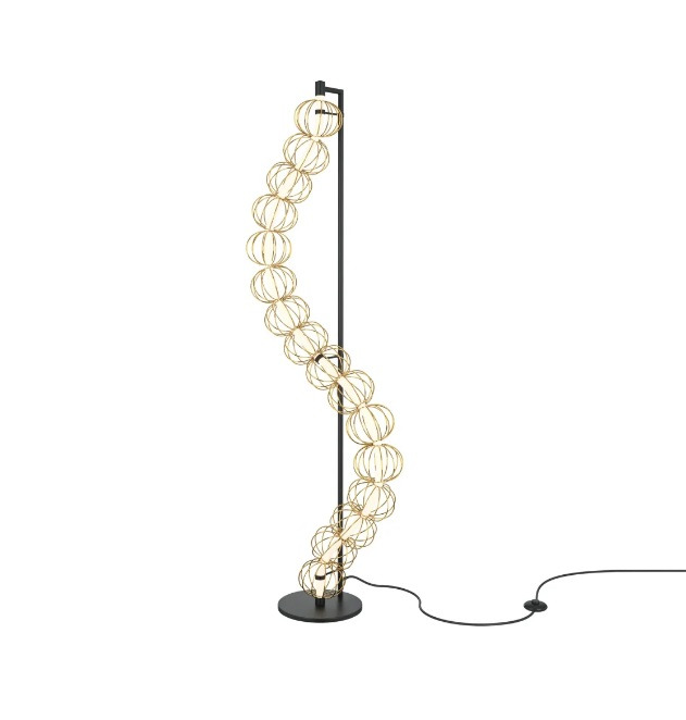 Lampadaire Golden Cage en métal avec diffuseur sphérique et décor en fil de fer au design contemporain par Maytoni