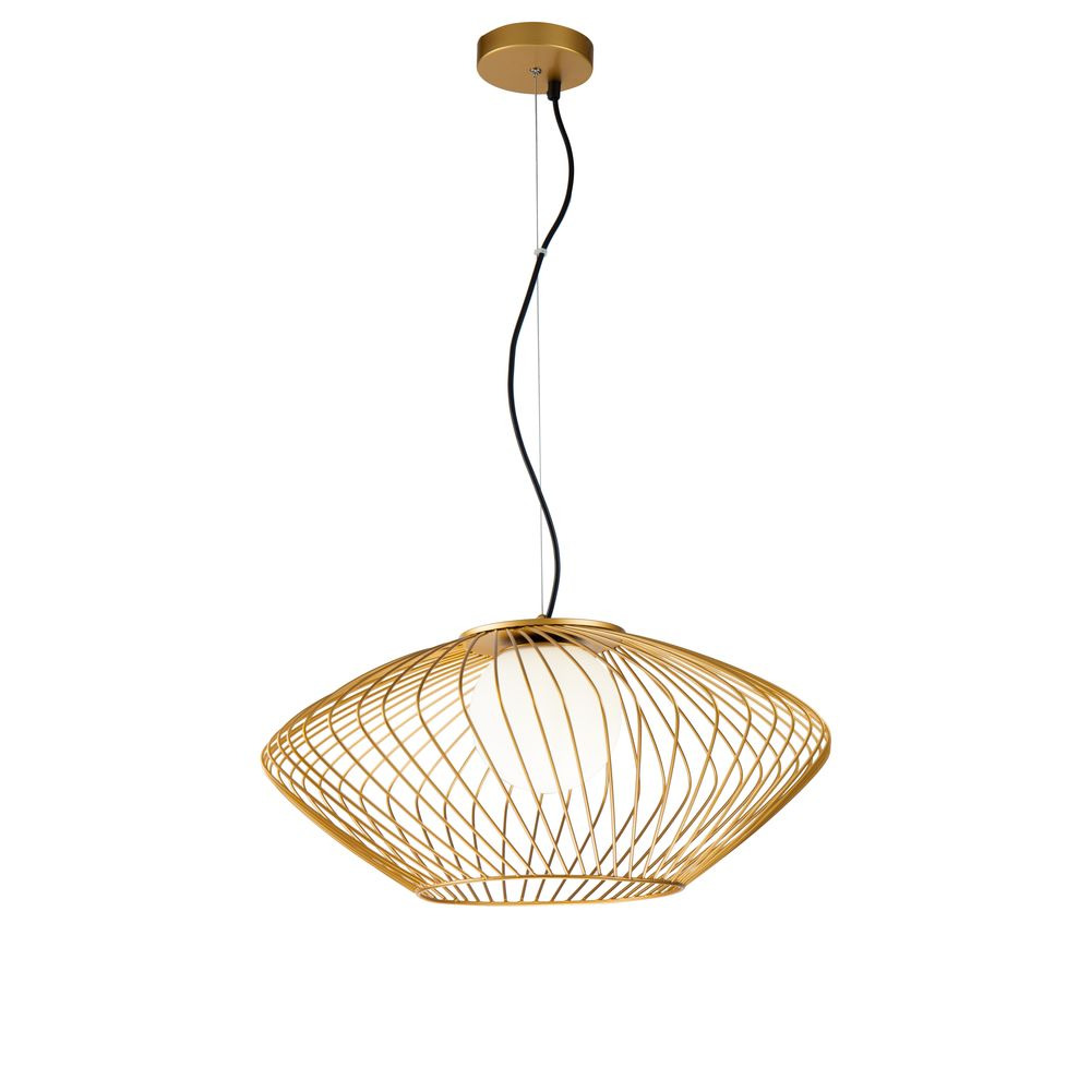 Suspension Plec base en métal et diffuseur sphérique en verre blanc au design contemporain par Maytoni