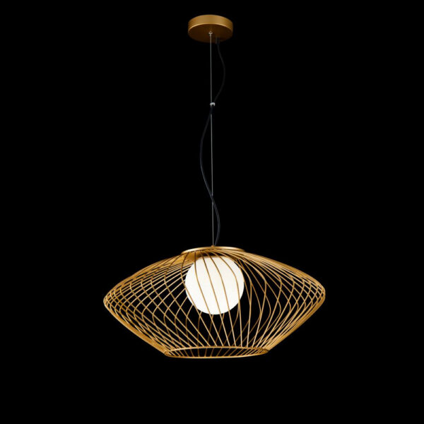 Suspension Plec base en métal et diffuseur sphérique en verre blanc au design contemporain par Maytoni