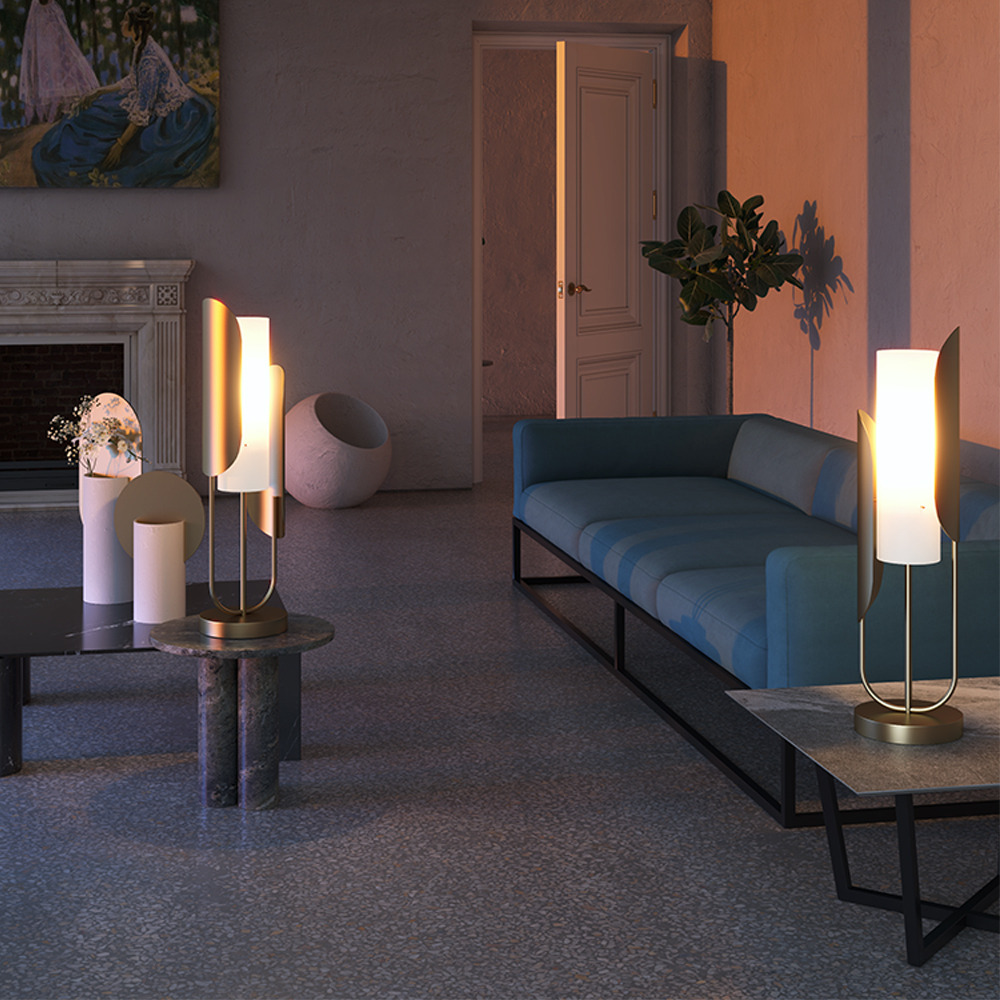 Lampe à poser Cipresso base en métal avec diffuseur en verre coulé blanc au design contemporain par Maytoni