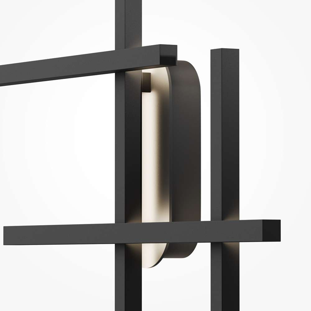 Applique Halo base en aluminium noir avec diffuseur de forme géométrique au design contemporain par Maytoni Applique Halo base en aluminium noir avec diffuseur de forme géométrique au design contemporain par Maytoni