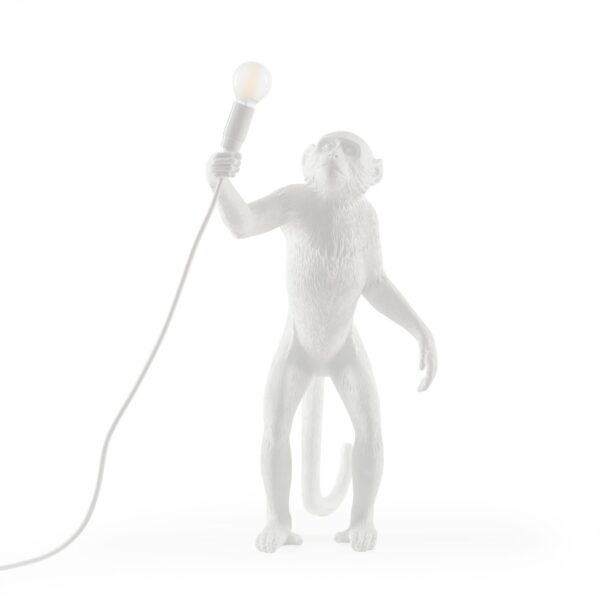 Lampe à poser the Monkey debout en résine blanc par Seletti