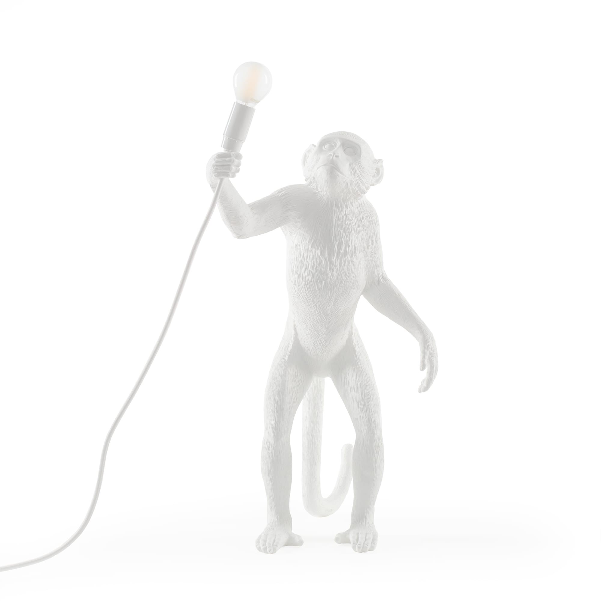 Lampe à poser the Monkey debout en résine blanc par Seletti