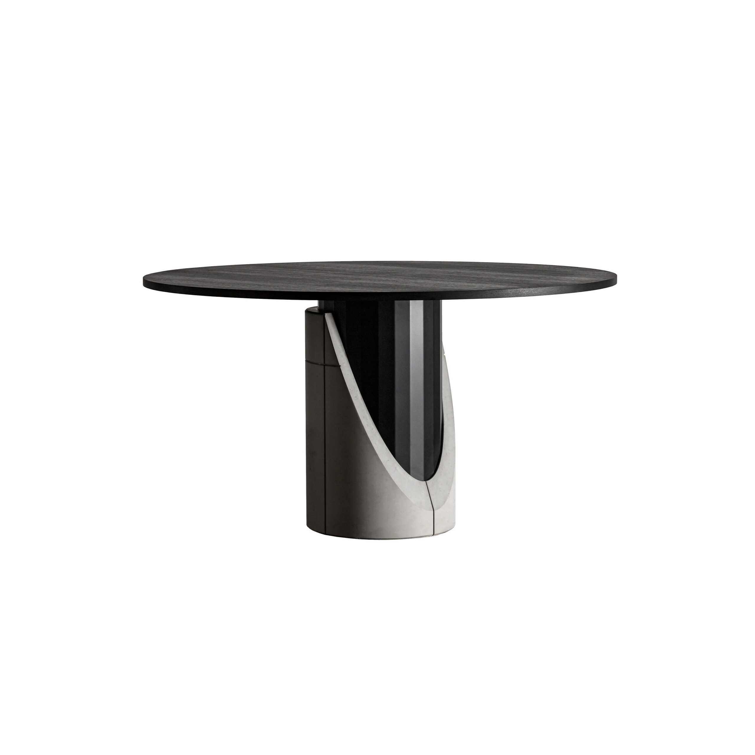 Table Sharp round en béton avec plateau en bois au style industriel par Bertrand Jayr x Lyon Beton