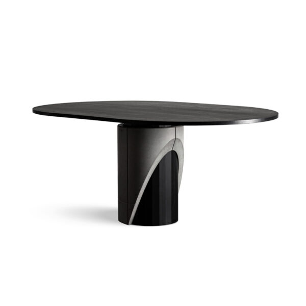 Table Sharp Oblong en béton avec plateau en bois au style industriel par Bertrand Jayr x Lyon Beton