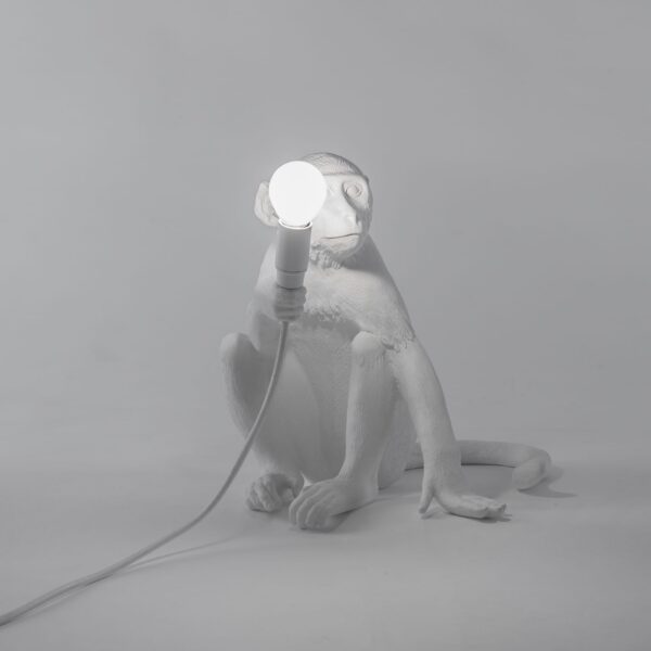Lampe à poser the Monkey assis en résine blanc par Seletti
