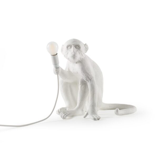 Lampe à poser the Monkey assis en résine blanc par Seletti