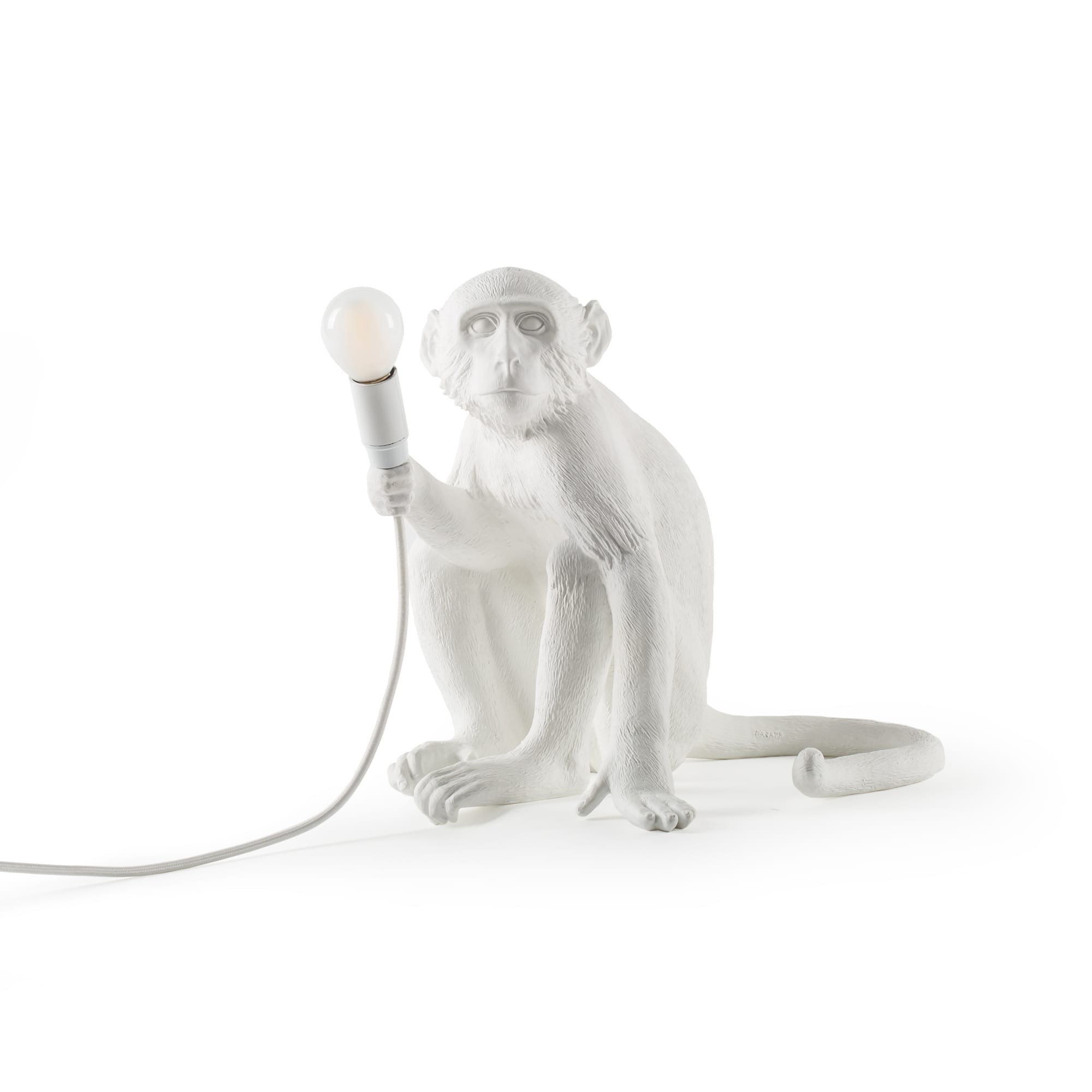 Lampe à poser the Monkey assis en résine blanc par Seletti