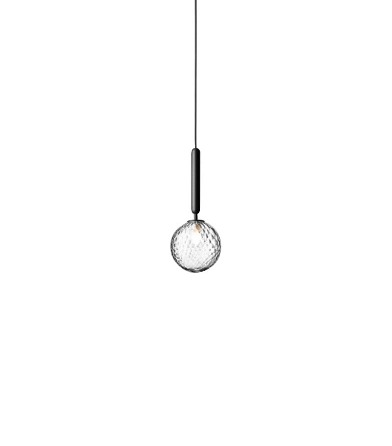 Suspension Miira en grappe avec abat-jour en verre Optic clear au design contemporain par Sofie Refer x Nuura