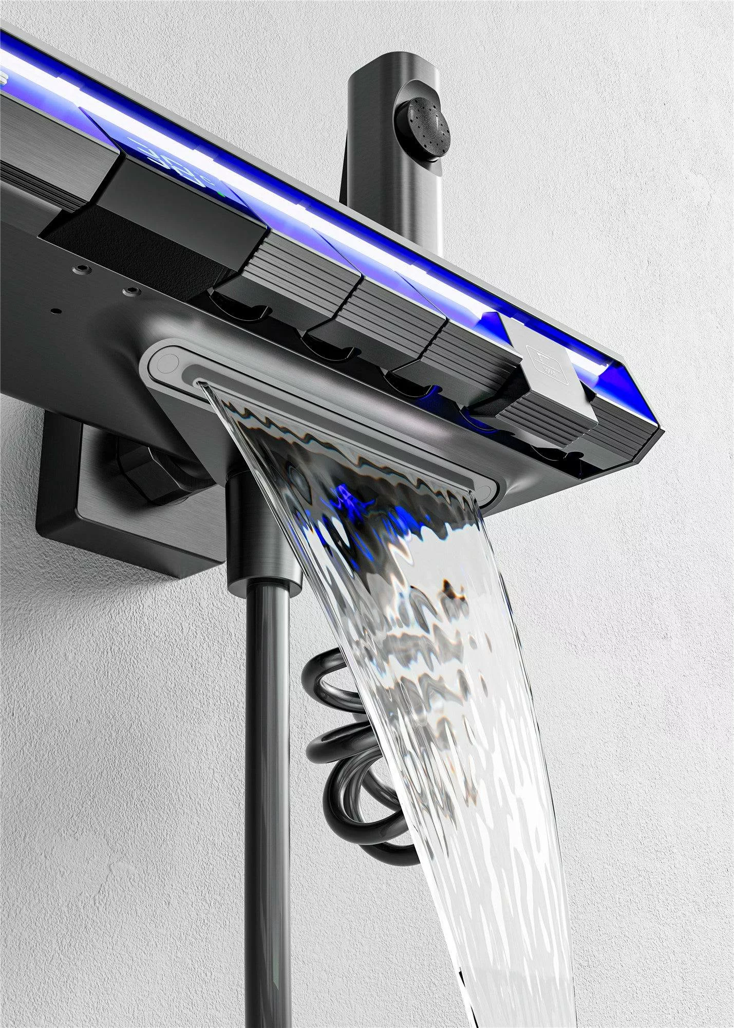 Colonne de douche Noha thermostatique à affichage LED avec tablette et 4 modes de sortie d'eau par Pavao studio