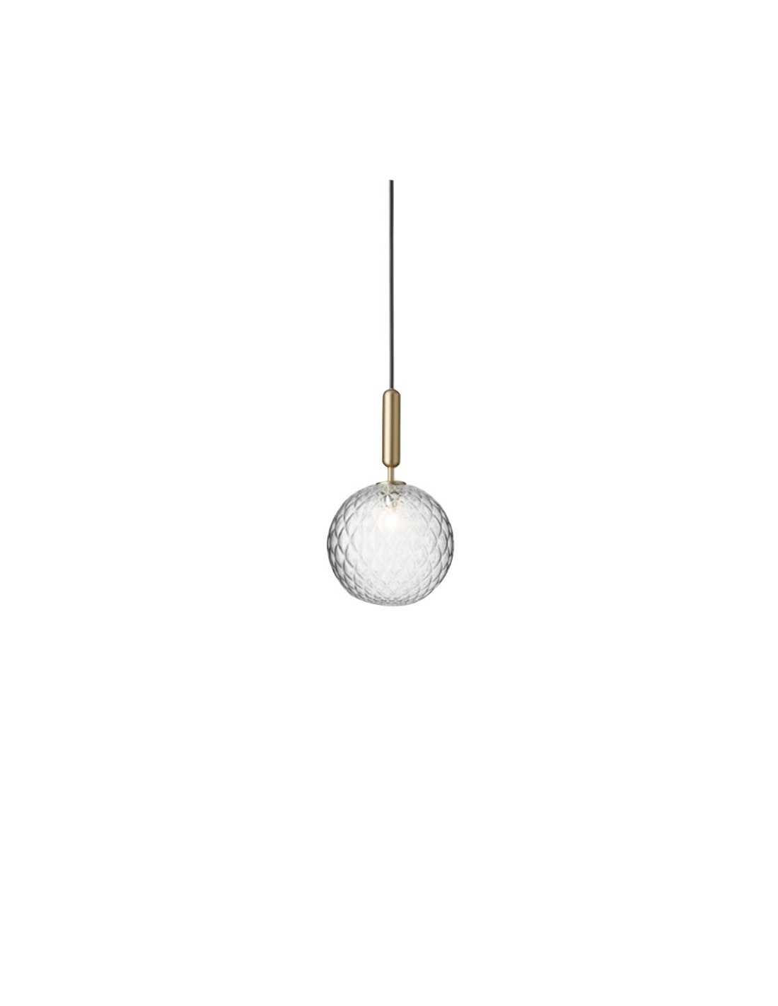 Suspension Miira Large en grappe Laiton avec abat-jour en verre optic clear au design contemporain par Sofie Refer x Nuura