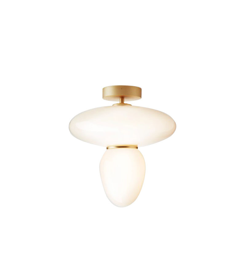 Plafonnier Rizzatto 42 base en métal avec abat-jour en verre Opal  au design contemporain par Paolo Rizzatto x Nuura