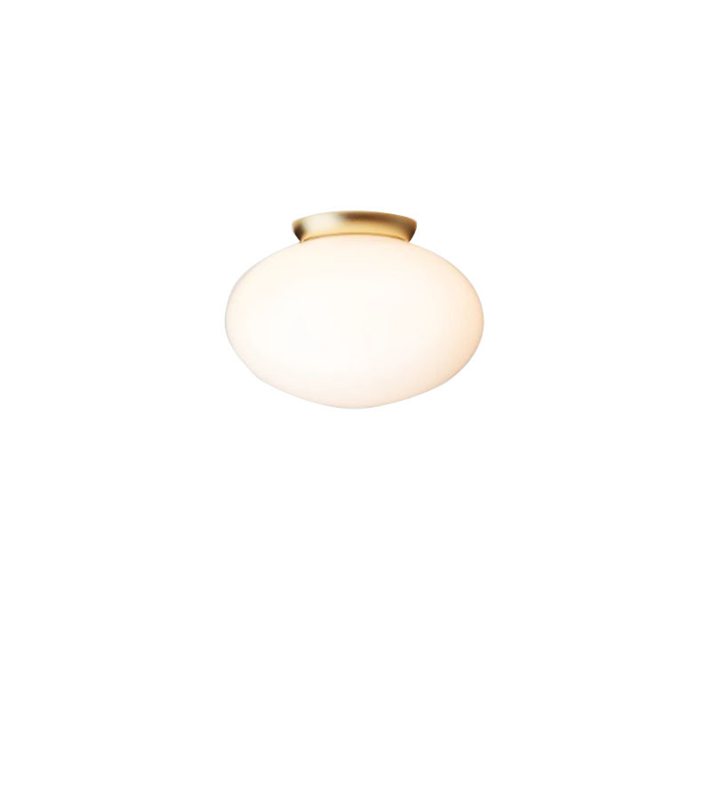 Plafonnier Rizzatto 301 base en métal avec abat-jour en verre Opal  au design contemporain par Paolo Rizzatto x Nuura