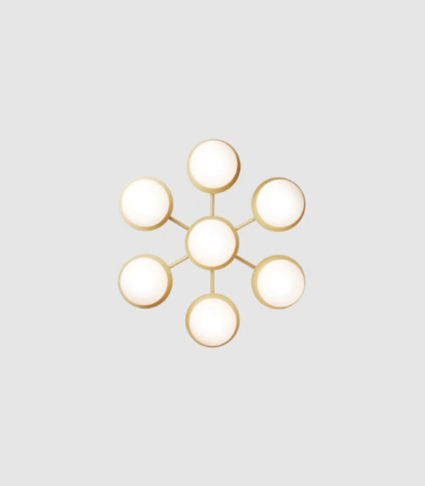 Applique Liila Star base en métal avec abat-jour en verre Opal blanc au design contemporain par Sofie Refer x Nuura