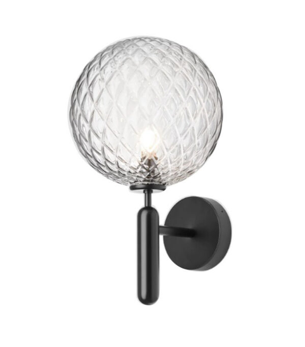 Applique extérieur Miira base en métal avec abat-jour en verre Optic Clear au design contemporain par Sofie Refer x Nuura