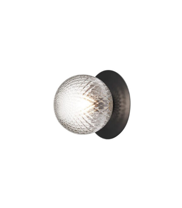 Applique extérieure Liila 1 base en métal avec abat-jour en verre Optic Clear au design contemporain par Sofie Refer x Nuura
