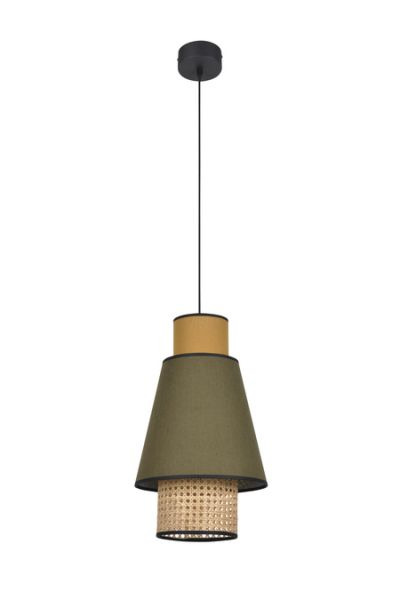 Nos promotions et nos bonnes affaires design Suspension Singapour PM kaki / curry en cannage & lin naturel par Market Set