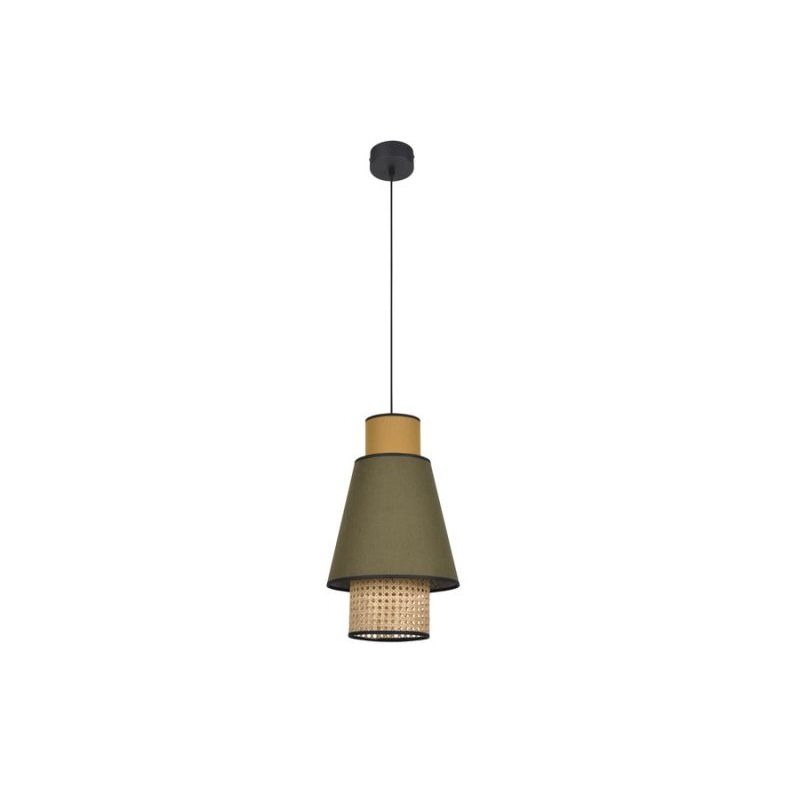 Nos promotions et nos bonnes affaires design Suspension Singapour PM kaki / curry en cannage & lin naturel par Market Set
